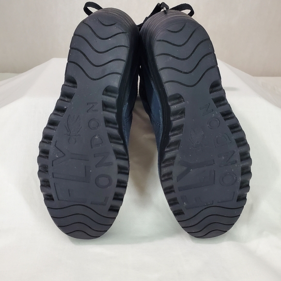 Fly London Women's Size EU 37 Yama Blue Suede Ankle Boots Wedge Lace Up - Picture 9 of 11